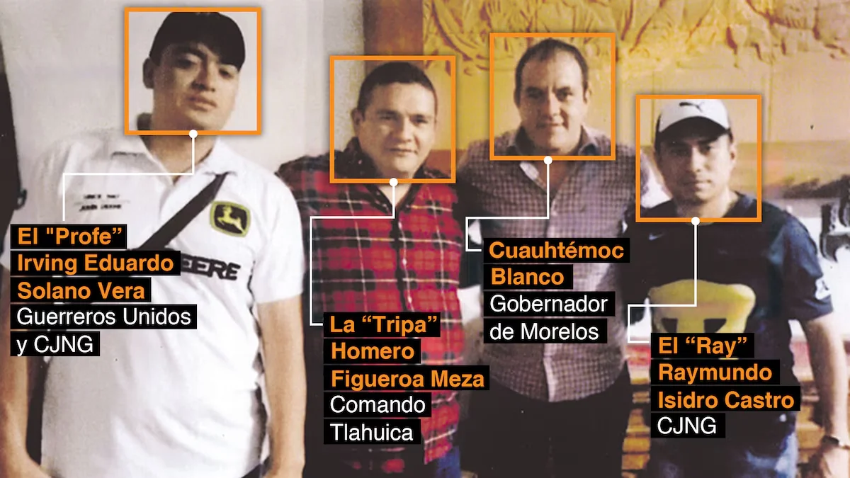 Cuauhtémoc Blanco en imagen con líderes del narcotráfico.