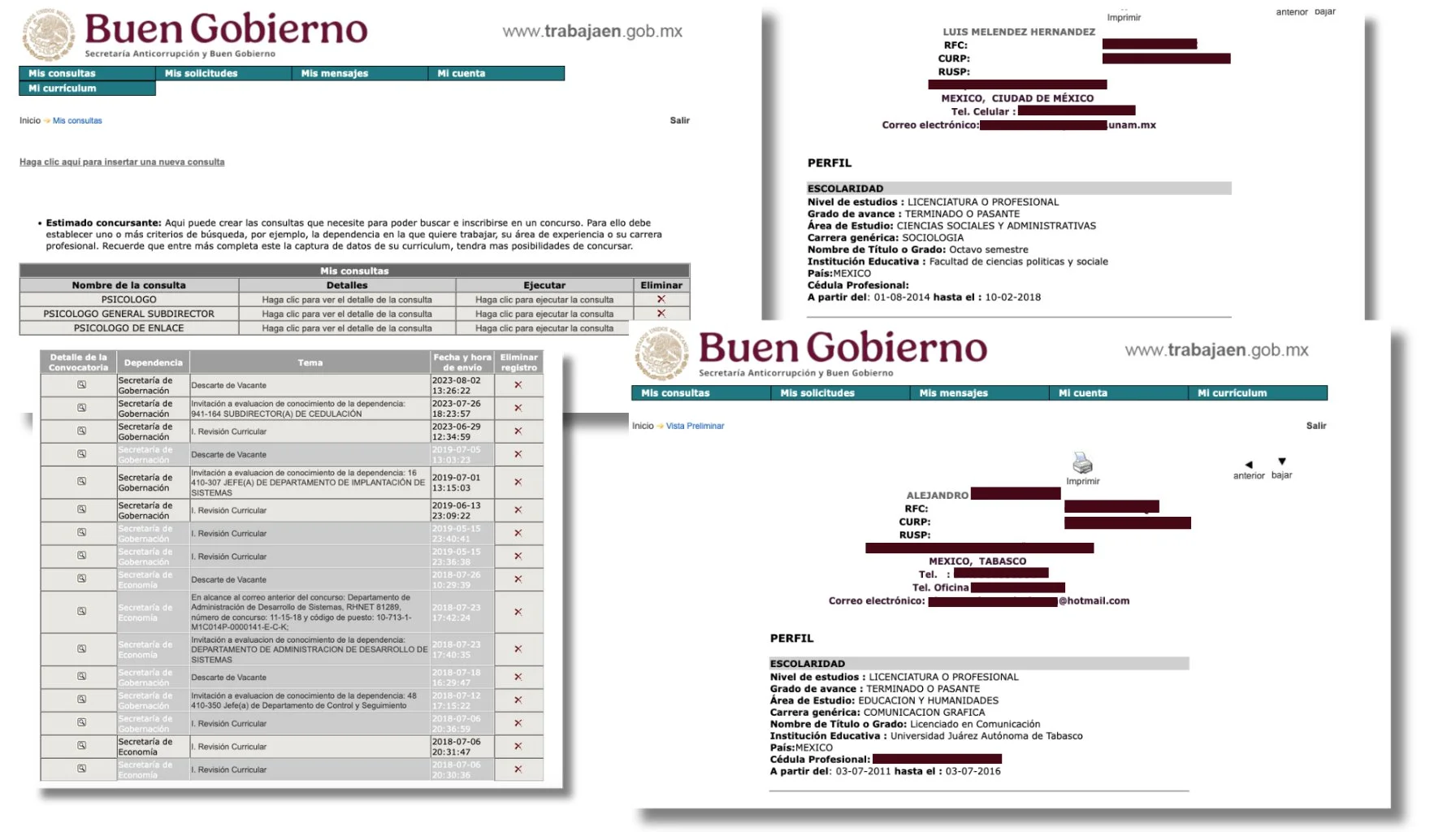 Datos personales hackeados.
